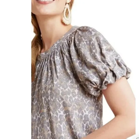 Maeve by Anthropologie Leopard Print Women's Blouse, Puff Sleeve Top, Si… - Picture 7 of 10